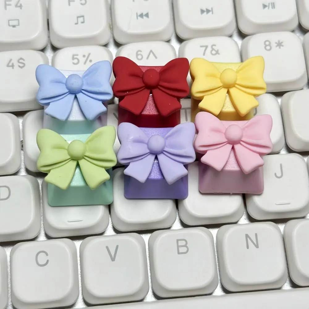 Macaron Colors Bowknot Keycaps Girly Romantic Bowknot Keyboard Cap Handmade Cross Axis Mechanical Keyboard Keycap Cross Axis