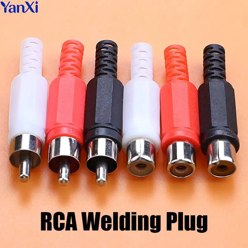 10PCS AV Welding Lotus Plug With Plastic Shell Terminal RCA Male Plug Female Socket Connector For AV Audio Video Speaker
