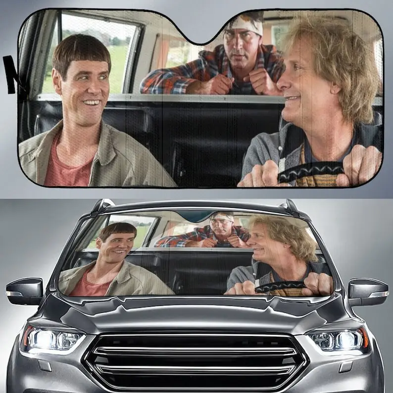 Lloyd And Harry Car Sunshade, Goofball Comedy Movie Auto Sunshade, Farrelly Brothers 1994 Car Sun Shield Product T2445