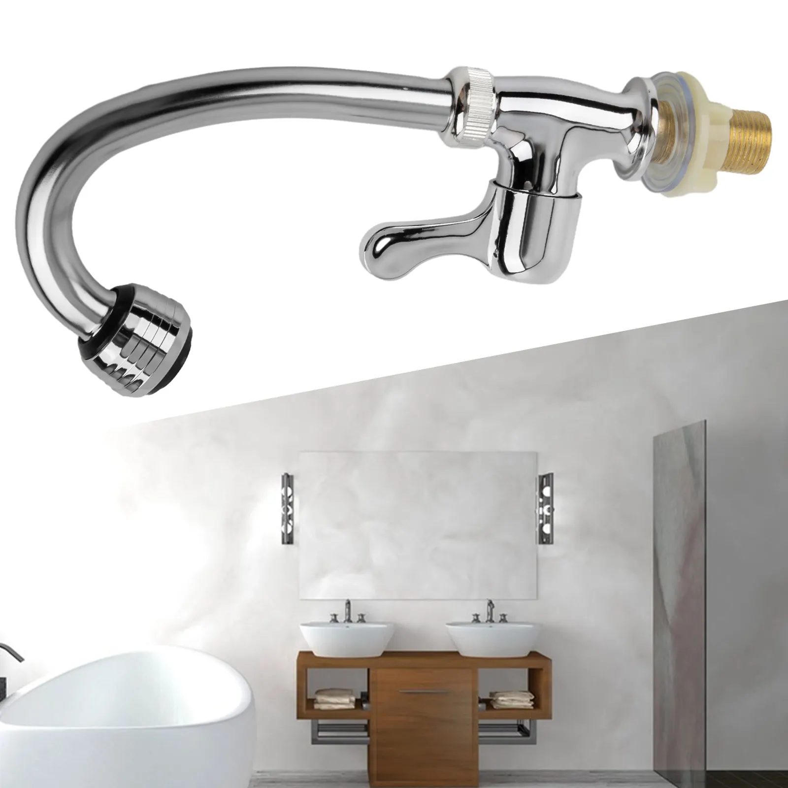 Kitchen Faucet Basin Faucets Sink Taps Single Lever Single Cold Water Mixer Taps Quick-Open Faucet 360 Degree Swivel Spout Home