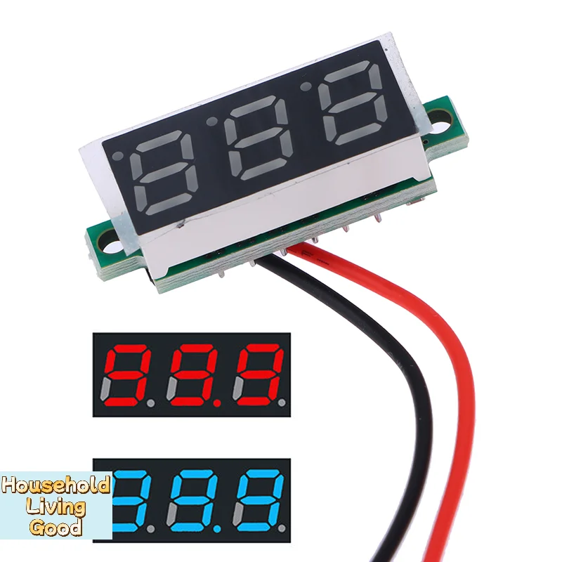 【DC5-30V Voltage Meter 0.28Inch LED Digital Voltmeter Auto Car Mobile Power Voltage Tester Detector Red Green Blue Yellow】