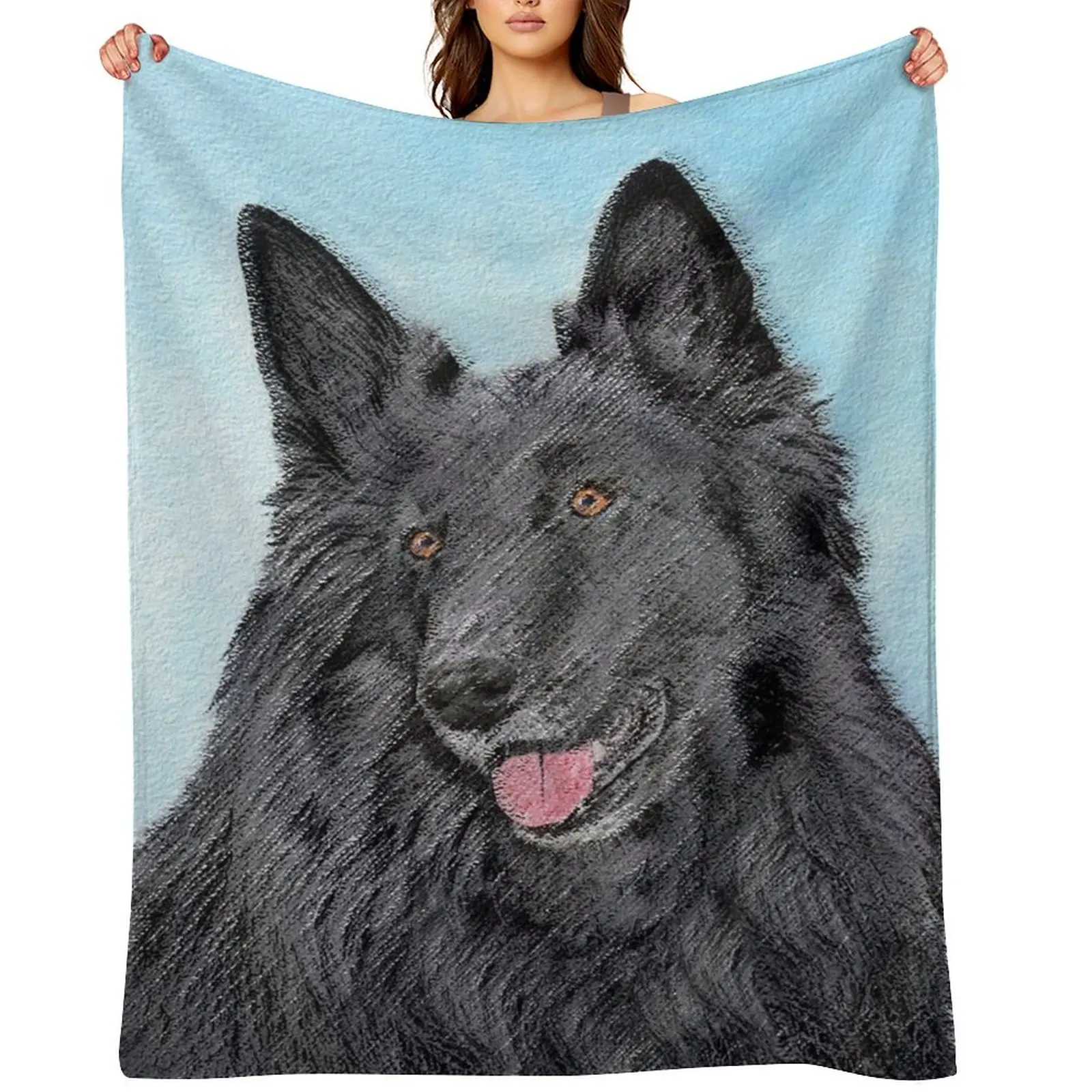 

Belgian Sheepdog Painting - Cute Original Dog Art Throw Blanket Bed Polar Extra Large Throw Camping Blankets