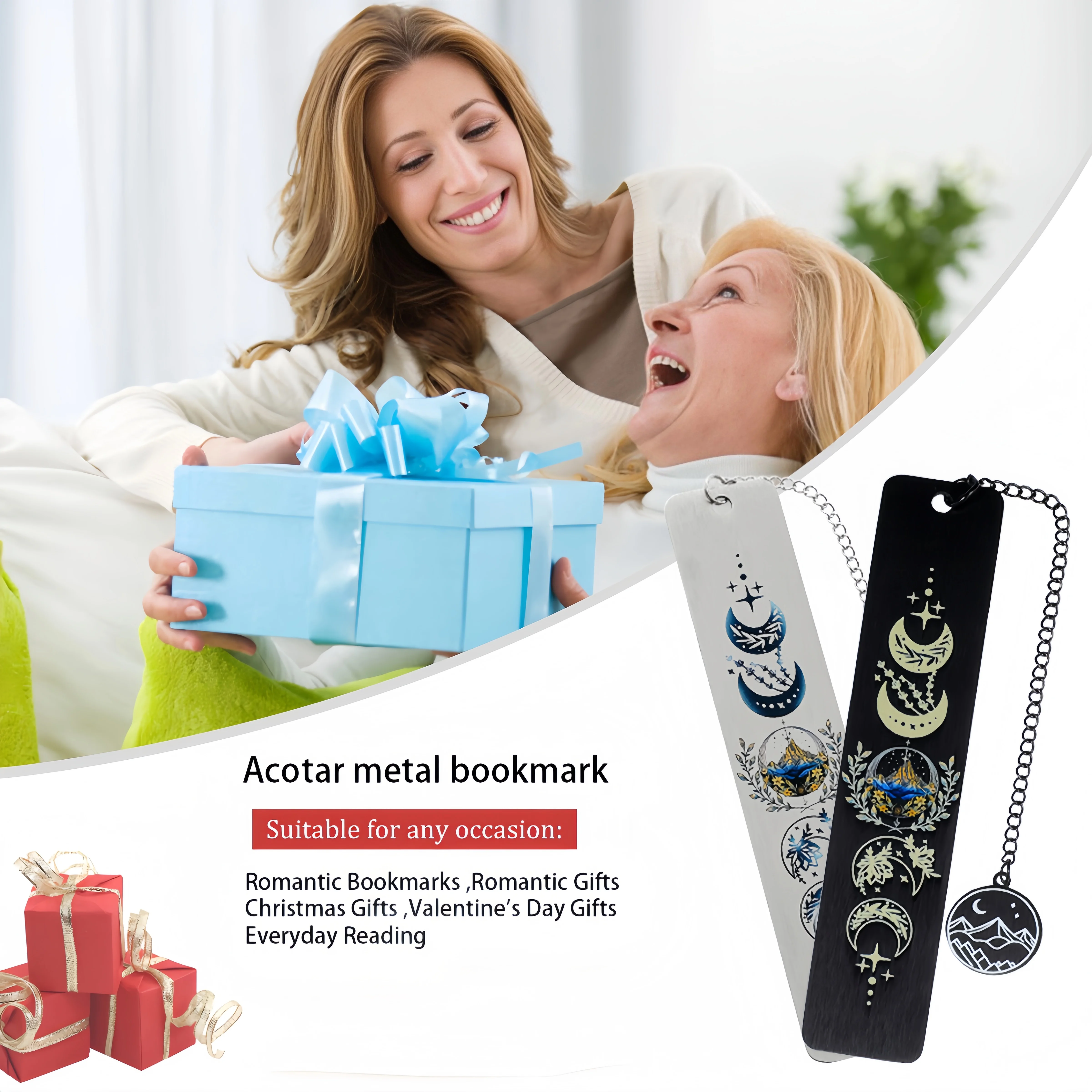

Acotar Stainless Steel Moon-Shaped Bookmark Reading Accessories for Book Lovers Gifts for Men and Women