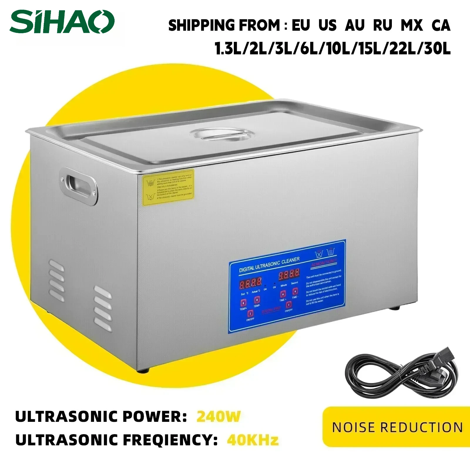 시하오 3L 초음파 세척기 40KHZ 고주파 초음파 세척 욕조 안경 보석 세척기 초음파 가전제품