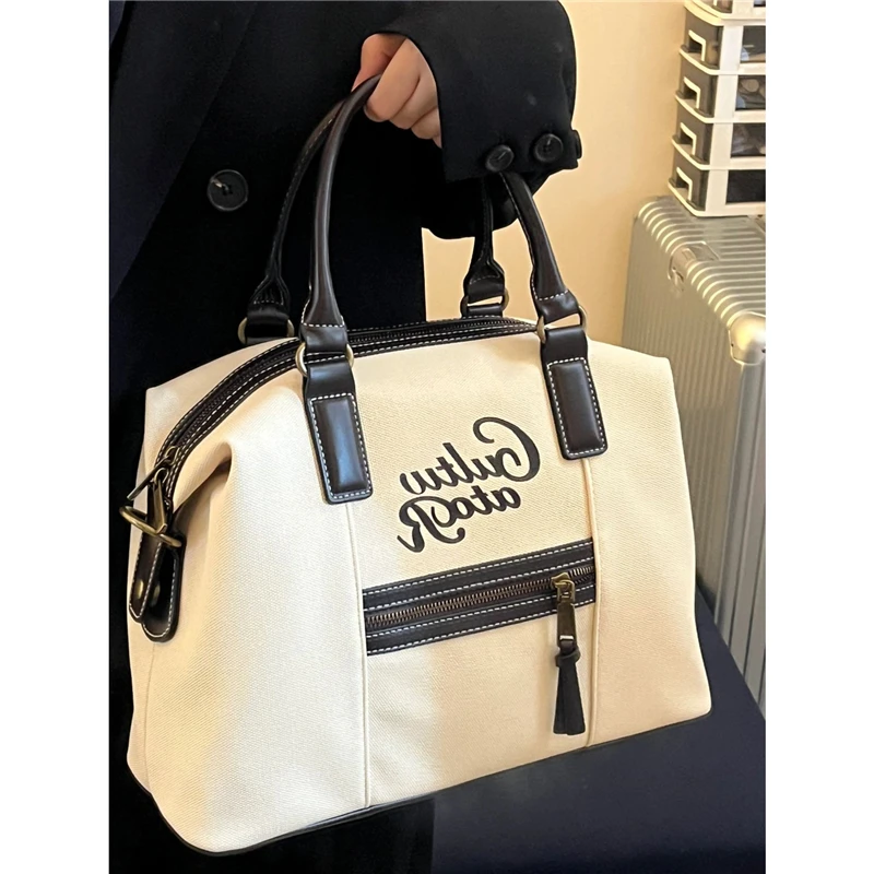 Large Capacity Female Tote Handbags Letter Print Contrast Color Travel Bags For Women 2022 New Casual Commuter Shoulder Bag