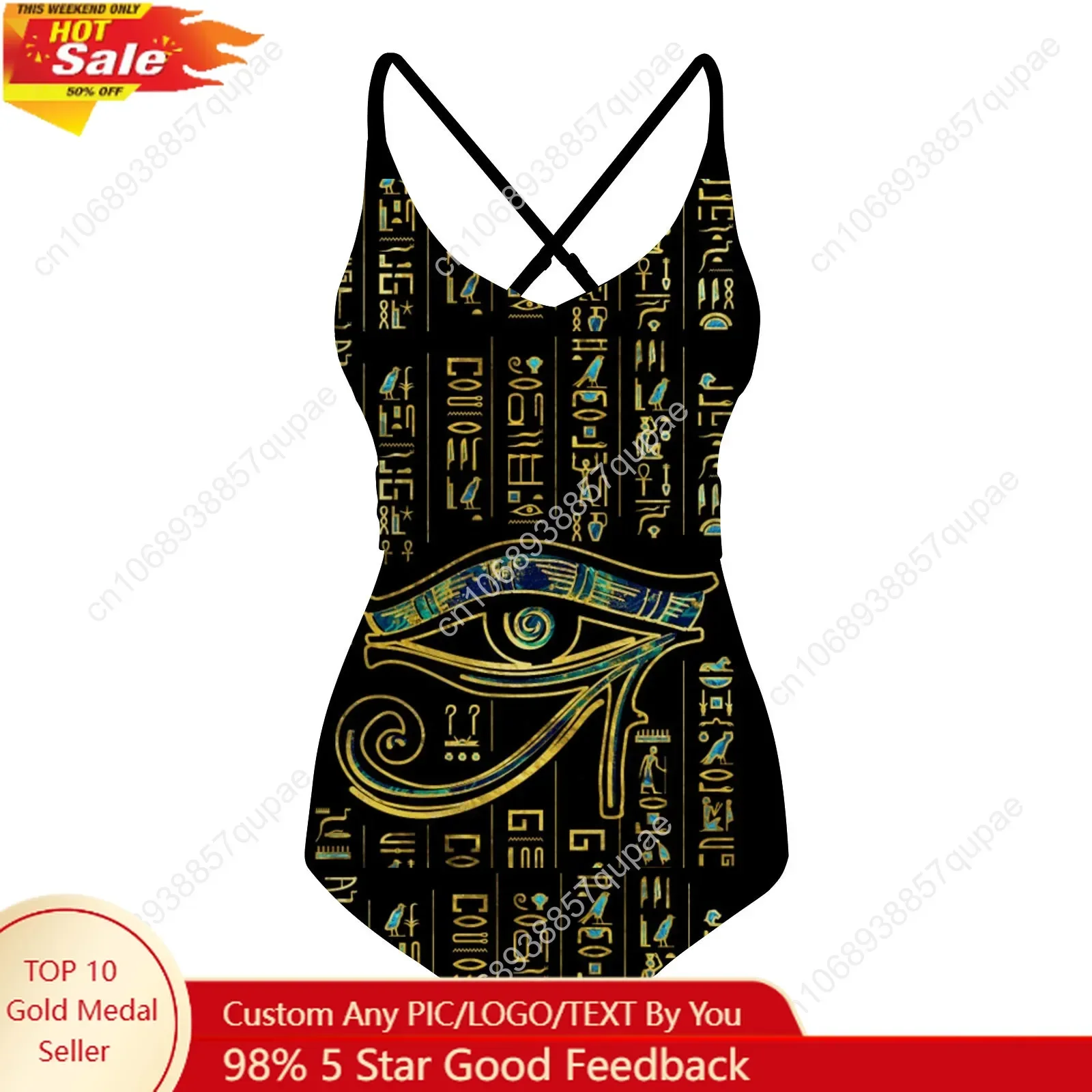 Horus Egyptian God Eye of Egypt Swimsuit Womens Sling Swimsuits Sexy Swimwear Pool Party Beach Bikini SummerBathing Suits
