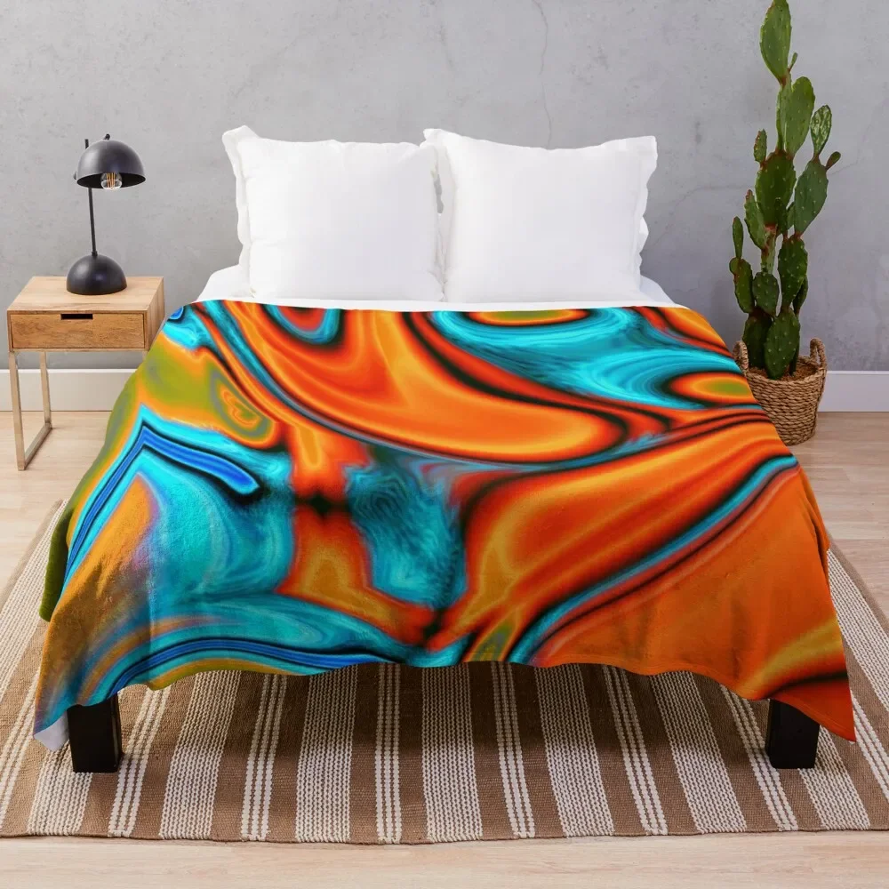 

vivid modern Southwest hipster turquoise orange swirls Throw Blanket Hairy Comforter Blankets