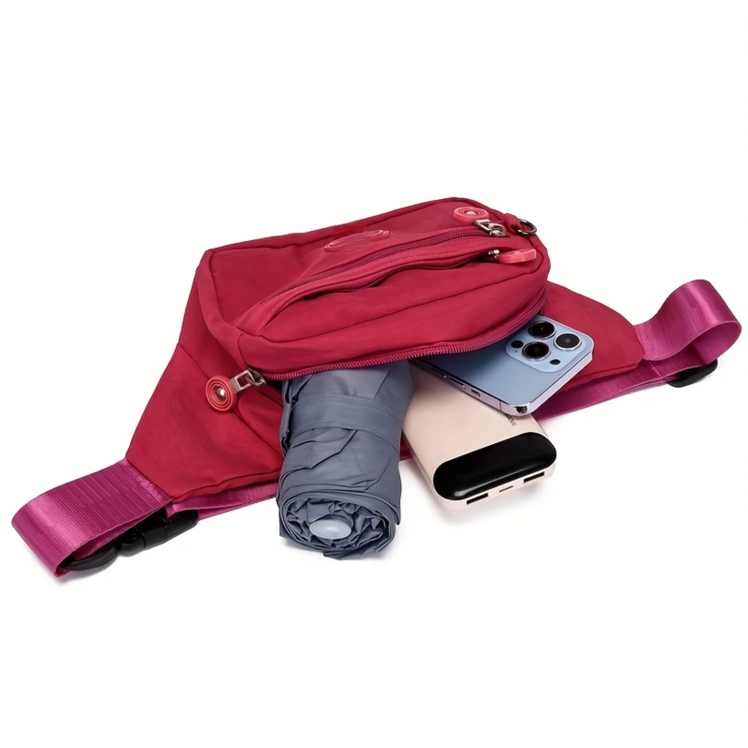 Eenvoudige heuptas, crossbodytas met letterpatchdecor, casual nylon telefoontas voor buitenreizen sport heuptas heuptasje