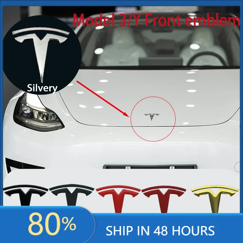 

Автомобильные наклейки Tesla Передняя эмблема автомобиля Задняя эмблема багажника Наклейка для модели 3 Mode Y Металлический логотип замена задних и задних логотипов черный