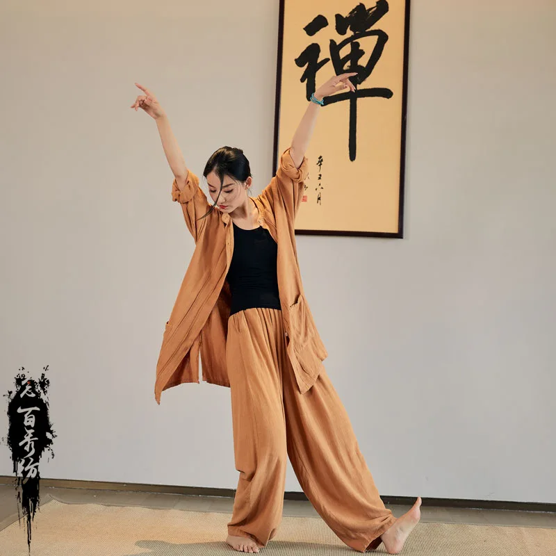 

Women Chinese Style Cotton Linen Shirt Black White Tops Yoga Zen Tea Cardigan Retro Tang Kung Fu Tang Robes Coats Casual Blouse