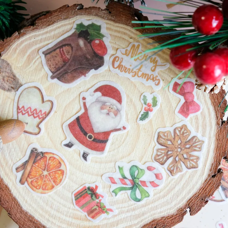 40 Pcs/Set Christmas Candy Reindeer Series Decorative Mobile Sticker DIY Scrapbooking Diary Stationery Stickers
