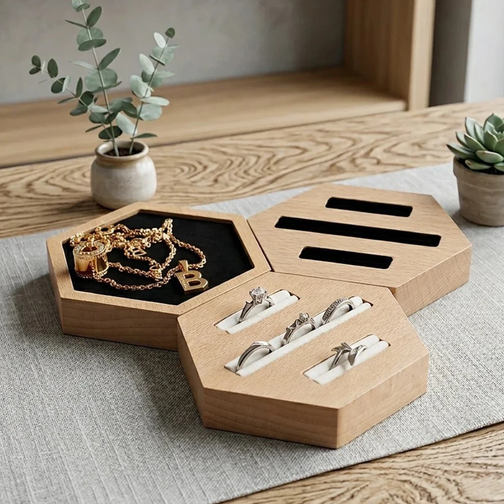 

Three Card Slot Clothing Accessories Ring Storage Box Jewelry Store Counter Display Tray Banquet Portable Gift Packaging Tray