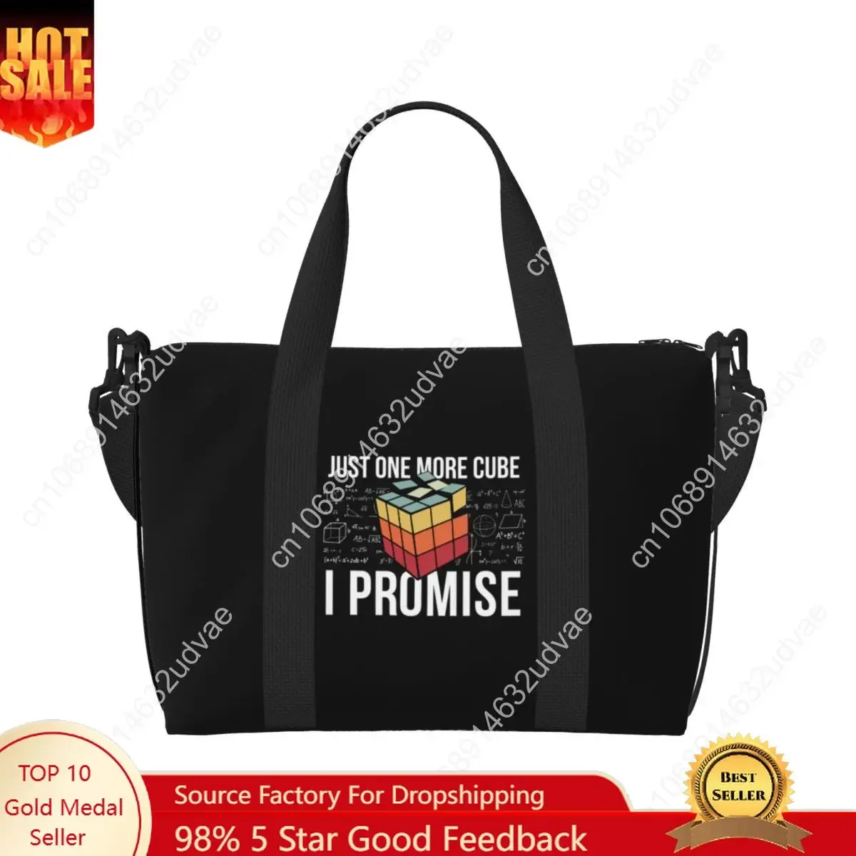 Custom Just One More Cube Tote Bag for Women Big Capacity Rubik Rubix Math Teachers Gym Beach Travel Bags