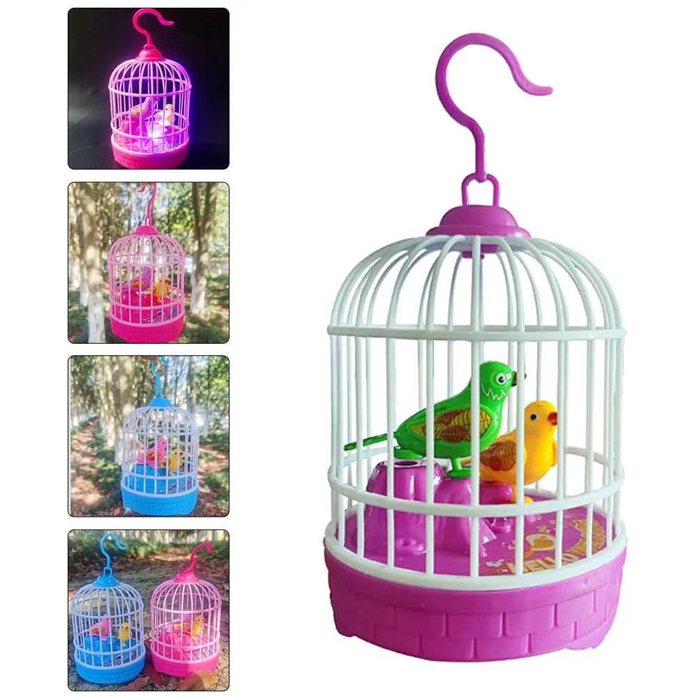 

Kids Animal Toy Luminous Simulation Birdcage Moving Toy Small Toys Parrot Table Ornament Children’s Simulated Birds Glowing Fake