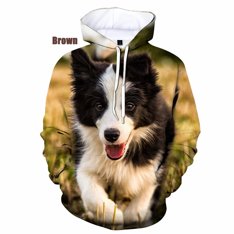 Cute Border Collie Pattern Hoodies Fashion Casual Funny Dogs Animals 3D Printed Pullovers Mens Kids Harajuku Casual Loose Hoody