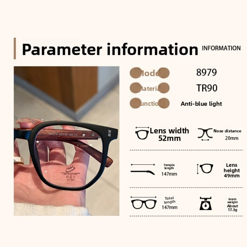 CLLOIO العصرية كبيرة مربع تصميم خشبي قصر النظر النظارات الطبية النساء عالية الجودة المضادة للأشعة الزرقاء متعددة البؤر نظارات القراءة