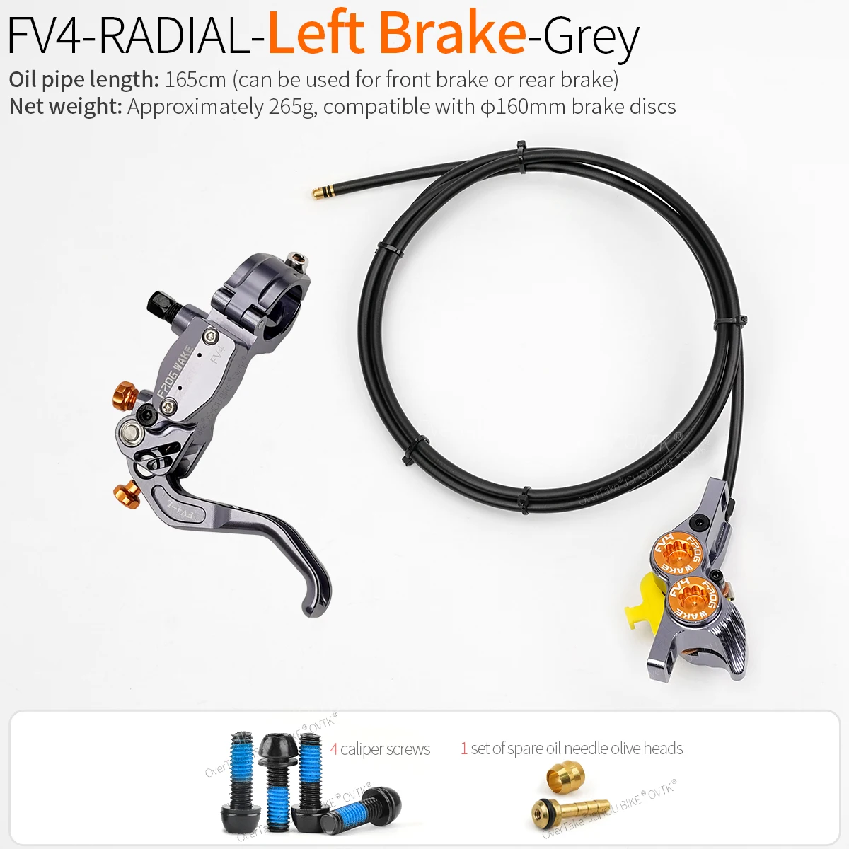 FROG WAKE FV4 4-piston hydraulic disc brake kit Split type aluminum inline radial Front /rear brake Grey/Silver/black bike part image 3