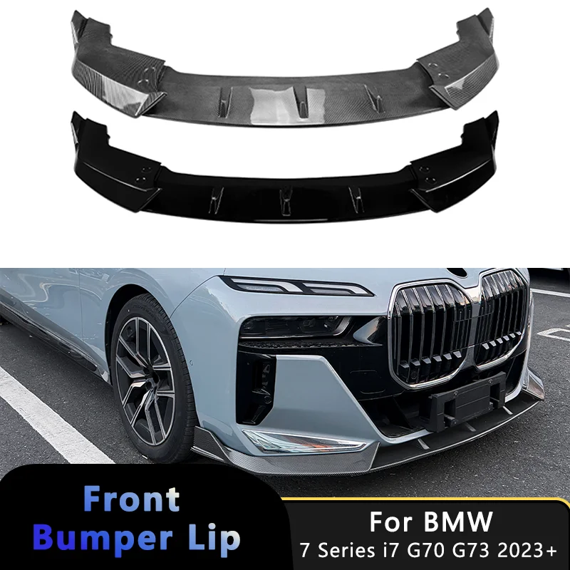 

Для BMW 7 серии i7 G70 G73 2023 + M Sport M Performance Стиль Передний бампер Сплиттер Губный спойлер Обвесы Глянцевый черный цельный