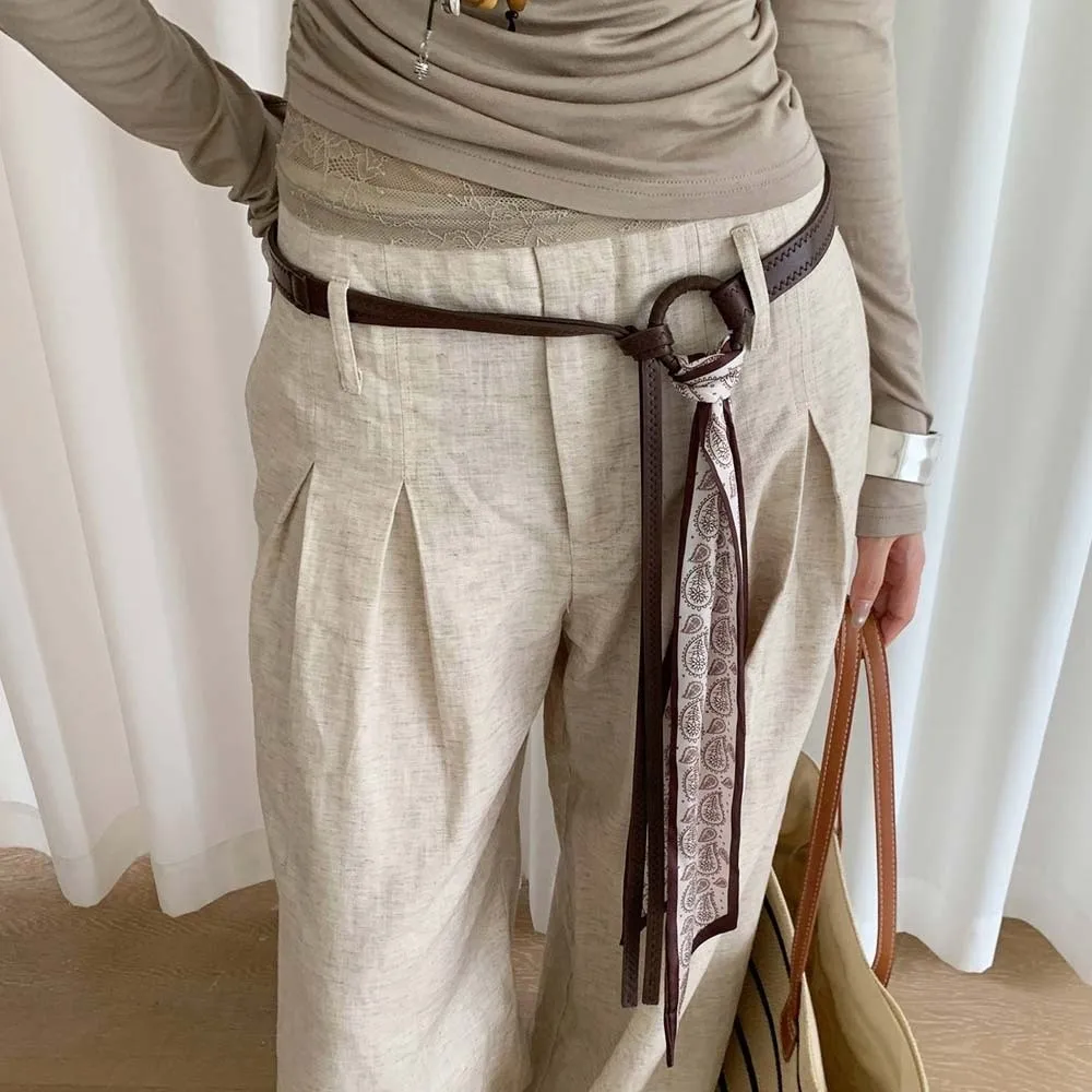 

Ethnic Style Cashew Printed Belt Bohemian Style PU Retro Jacquard Waistband Skirt Accessories Adjustable Silk Tie Design Belt