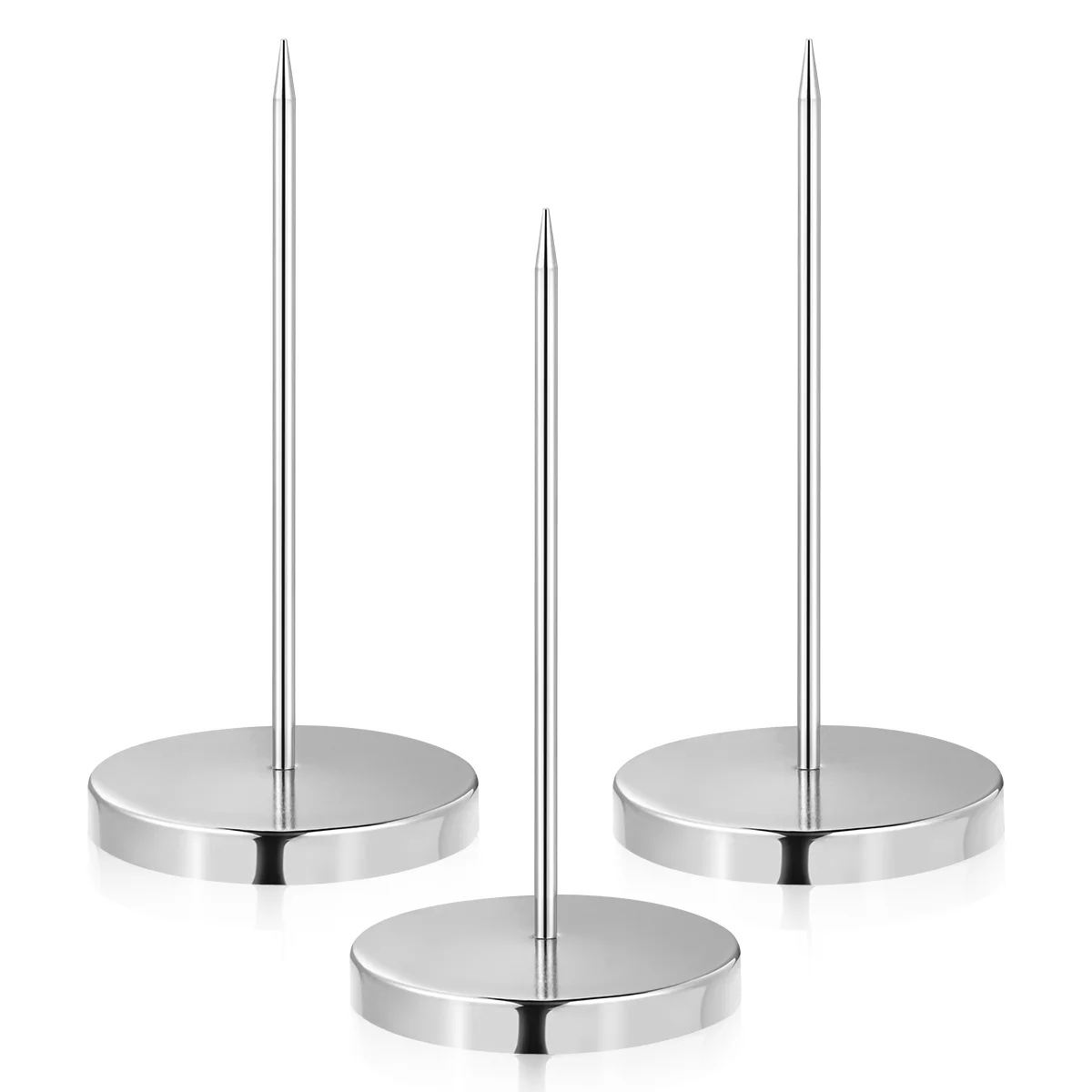 Toyvian 3 Pcs Desk Check Spindle Holder Metal Bill Holder with Round Base and Thick Spindle Rod for Restaurant Kitchen Office