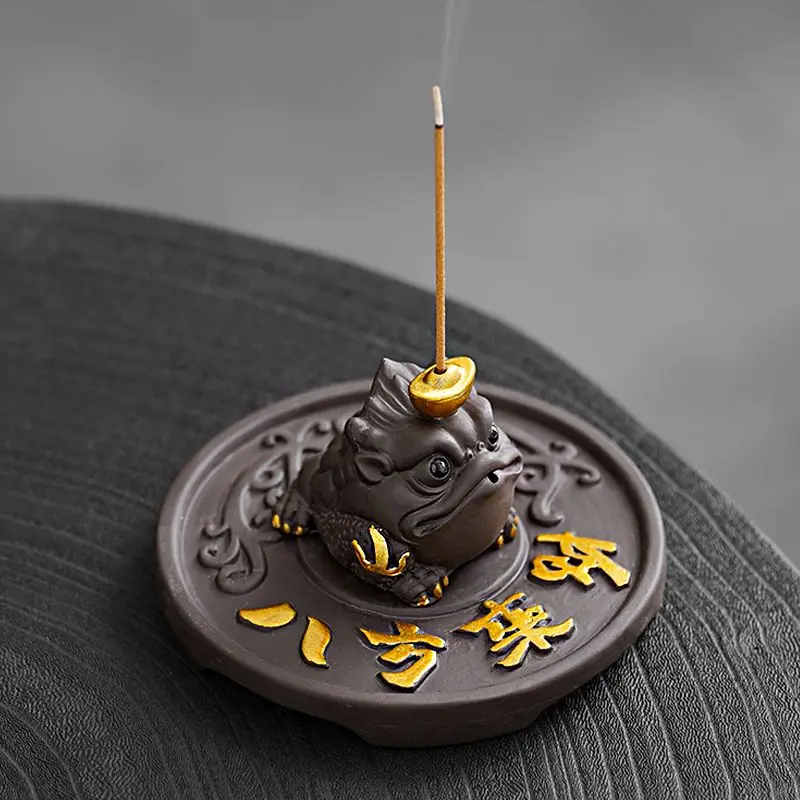 Lucky Purple Sand Mini Golden Toad Line Incense Household Indoor  Insert Zen Tea Table Desktop Aromatherapy Furnace Ornaments