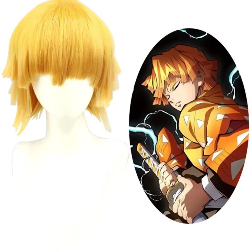 

Demon Slayer Adult Zenitsu Agatsuma Cosplay Wig Anime Game Roleplay Party Costume Prop Synthetic Hair Heat Resistant Fiber