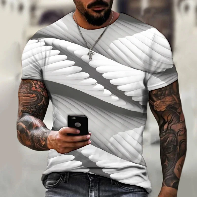 

3D Stripe T Shirt For Men Fashion Hip Hop O-neck Short Sleeve Tops Abstract Harajuku Men's T-shirt Oversized Tees Shirt Clothing