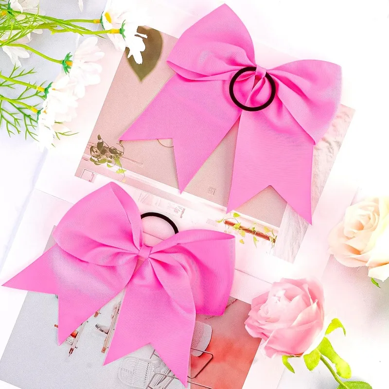 

2 Pack 8 Inch Cheerleader Bows Ponytail Holder Solid Color Cheerleading Bows Hair Tie een Girls College Sports