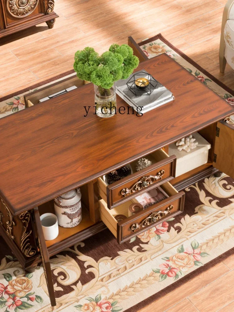 Living Room Coffee Table TV Cabinet Unit European Retro Mediterranean