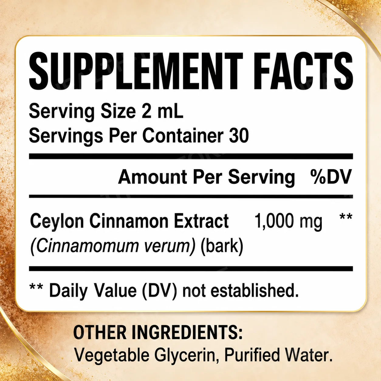 Ceylon Cinnamon Liquid Drops 1000mg, Glucose Metabolism & Antioxidant Support, Sugar-Free Alcohol-Free Plant-Based Formula, 60ml
