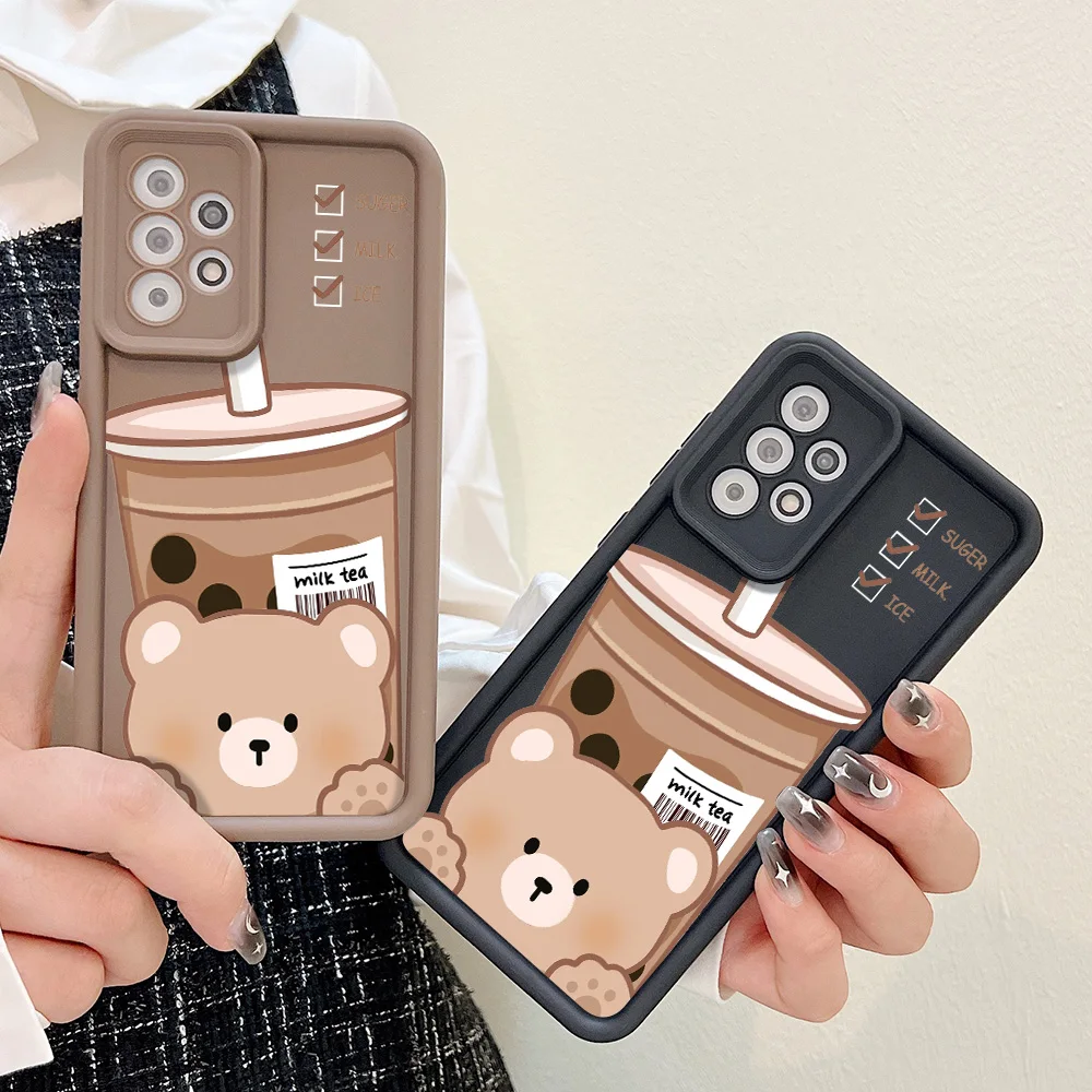 Custodia per orsetto di latte per Samsung S23 S24 Ultra S22 Plus S20 S21 FE custodie Galaxy A55 A54 A53 A52 A13 A14 A15 A12 A33 A35 A34 A51 A21S