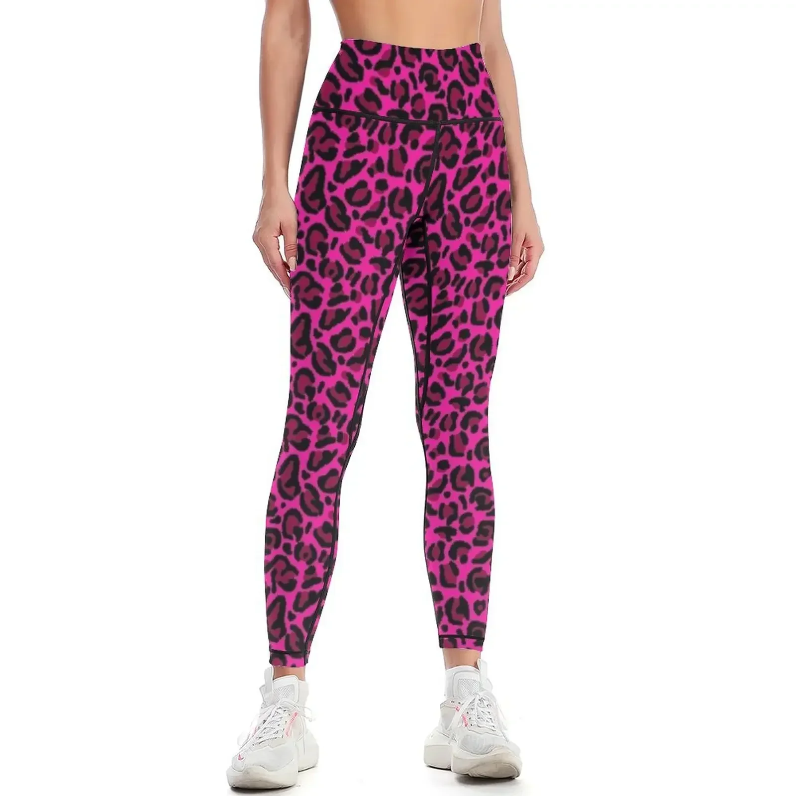 Hot Pink Y2K Aesthetic Leopard Print Leggings sport set sporty woman gym Fitness woman Women's pants Womens Leggings