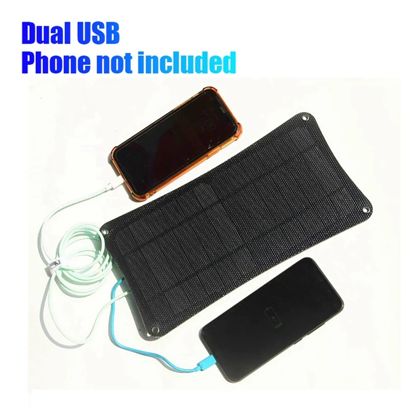 لوحة طاقة شمسية 10 وات 5 فولت مع منفذ USB مزدوج + نظام شحن بطارية حلقة تسلق ETFE شاحن شمسي قابل للطي