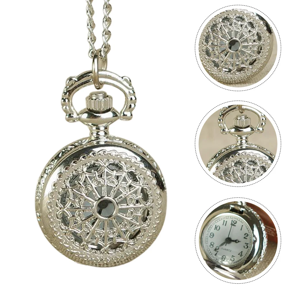 

1Pcs Hollow Quartz Pocket Watch Retro Style Silver Chain Decoration Vintage Clothing Accessory Quartz Pocket Watch