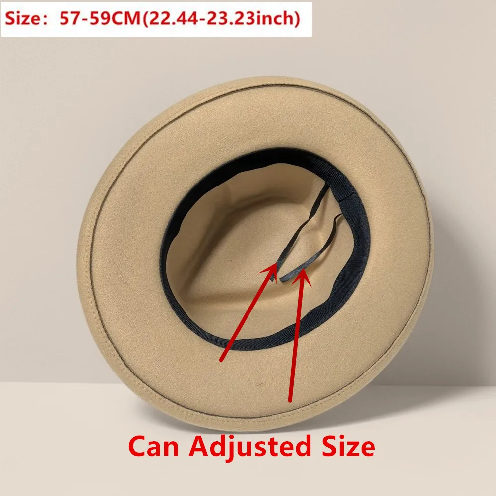 Women Men Handmade Wide Brim Jazz Trilby Fedora Hat Lady Hand Drawn Khaki Cowboy Hat Adjustable Size