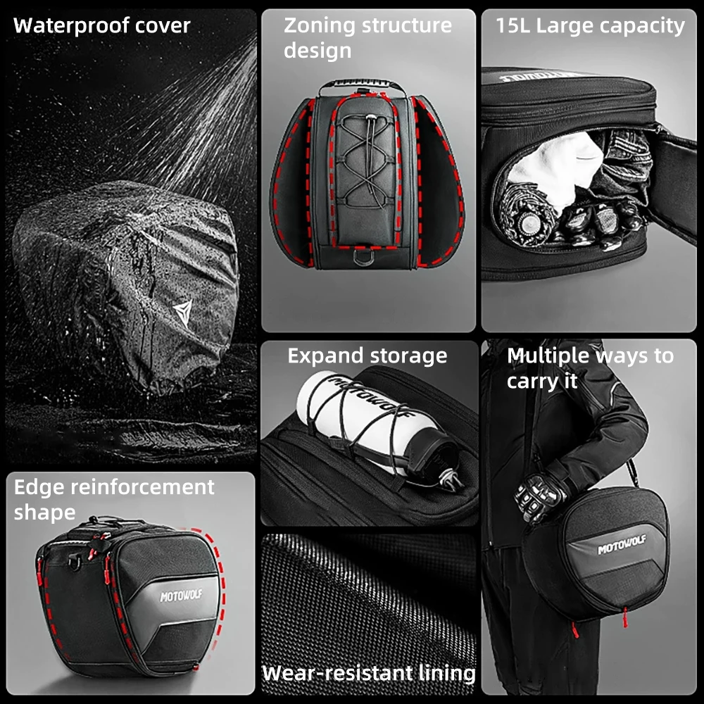 Scooter Tunnel Fuel Tank Bag 15L Tool Travel Luggage Storage Bag for Yamaha NMAX 125 155 160 TMAX 500 560 XMAX 125 250 300 400 image 4