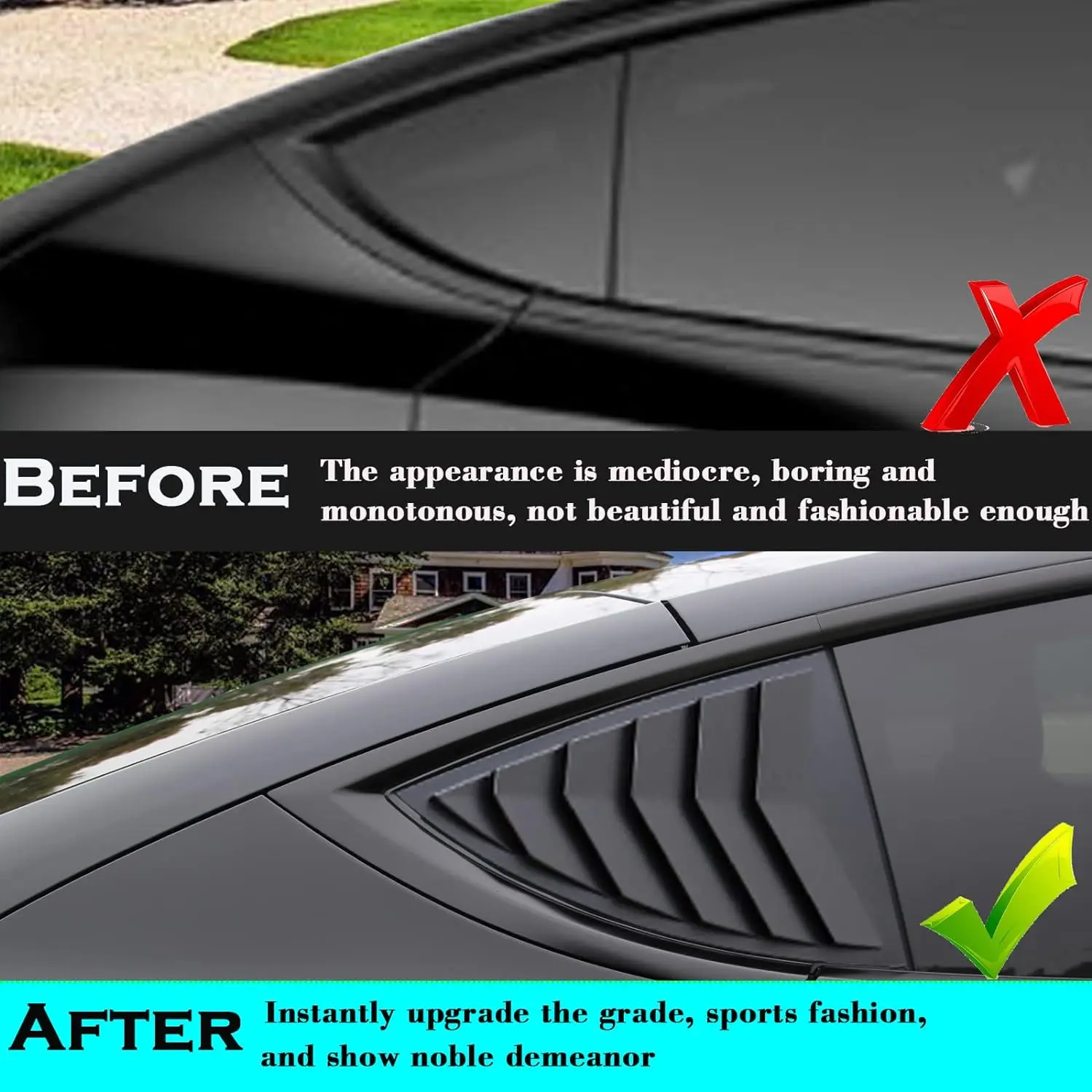 Matte Carbon Fiber Side Window Louver Cover Style For Tesla Model Y 2021-2023 Accessories Rear Window Spoiler Splitter Cover