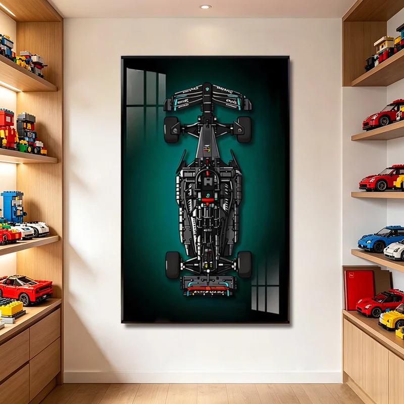 

2026 NEW Wall Mount Display Wallboard suitable for LEGO 42171 Mercedes-AMG F1 building block car model with frame wall display