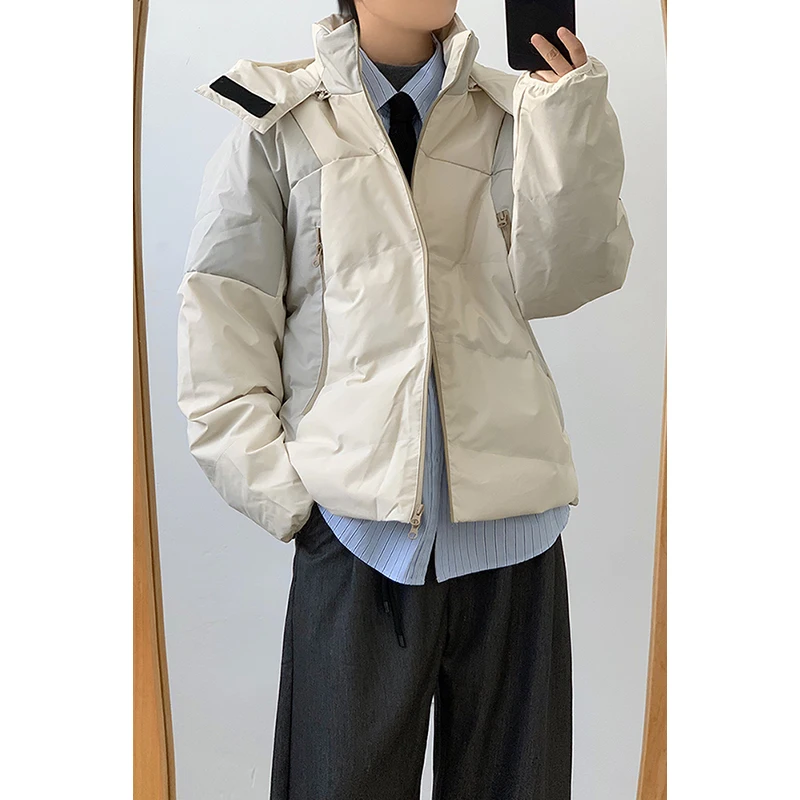 

Warm 90 White Goose down Jaet Men's Parka Workwear Coat Cotton Outerwear Winter Fce Lined Zipper Closure Casual Sle