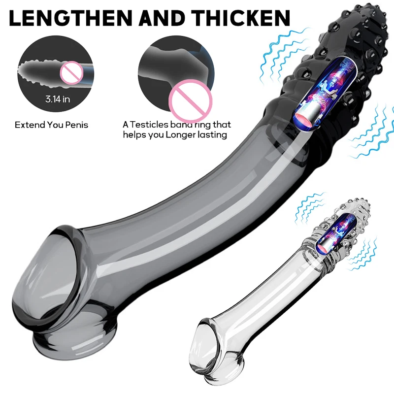 Penis Extender Sex Toy Delay Ejaculation 18CM Cock Ring Reusable Prostate Massager Sleeve For Men Adult Product Chastity Cage