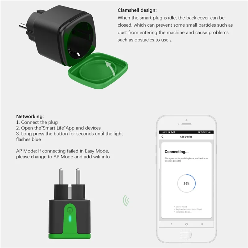 Colokan pintar luar ruangan, soket pintar Remote Control WiFi 16A dengan fungsi Monitor daya, untuk Tuya kehidupan pintar Alexa colokan EU