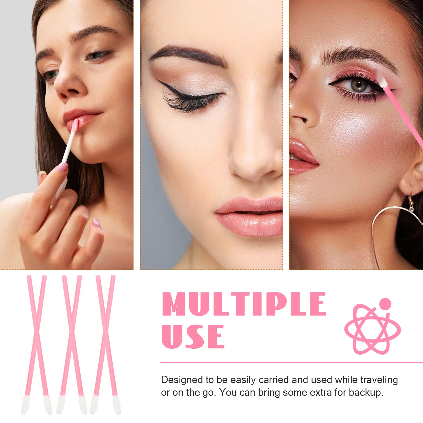 100Pcs Lip Brush Tools Cosmetics Brushes Quick Lipstick Applicators Portable for Lip Balm and Eyebrow Lipstick Brush