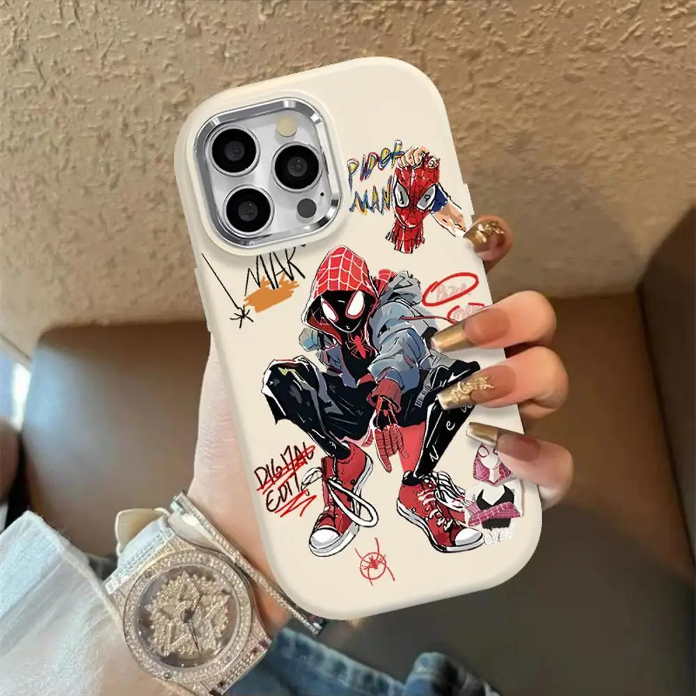 HOT Marvel Spider Man Black White Cool Phone Case For iPhone 15 14 13 12 11 Pro Max XR XS 7 8 Plus Y2K Pink Girl Cute Cover