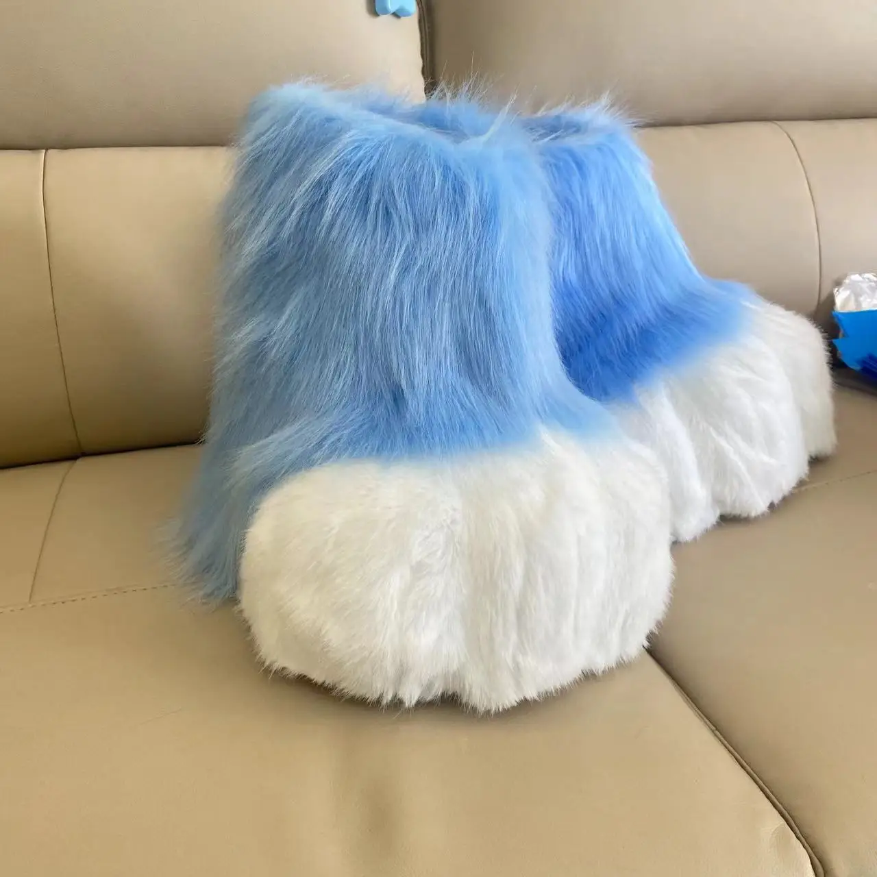 2024 Fursuit Cosplay Paw Shoes Furry Cosplay Rubbit Cat Boots Cute Fluffy Animal Manga Party Cos Wearable Unisex Costume