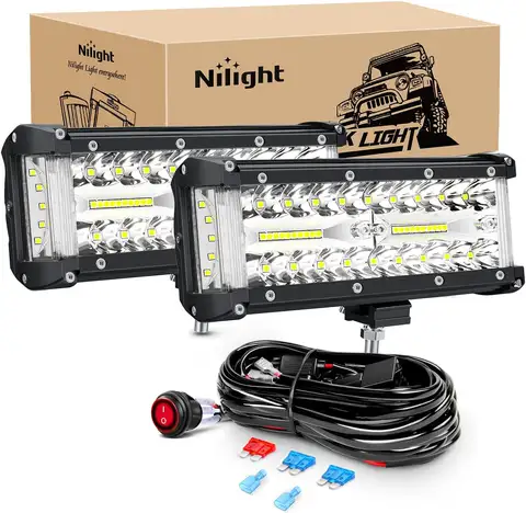 7 Inch Triple Row LED Light Bar, Spot Flood Combo for Off Road Fog Driving on Truck SUV ATV UTV