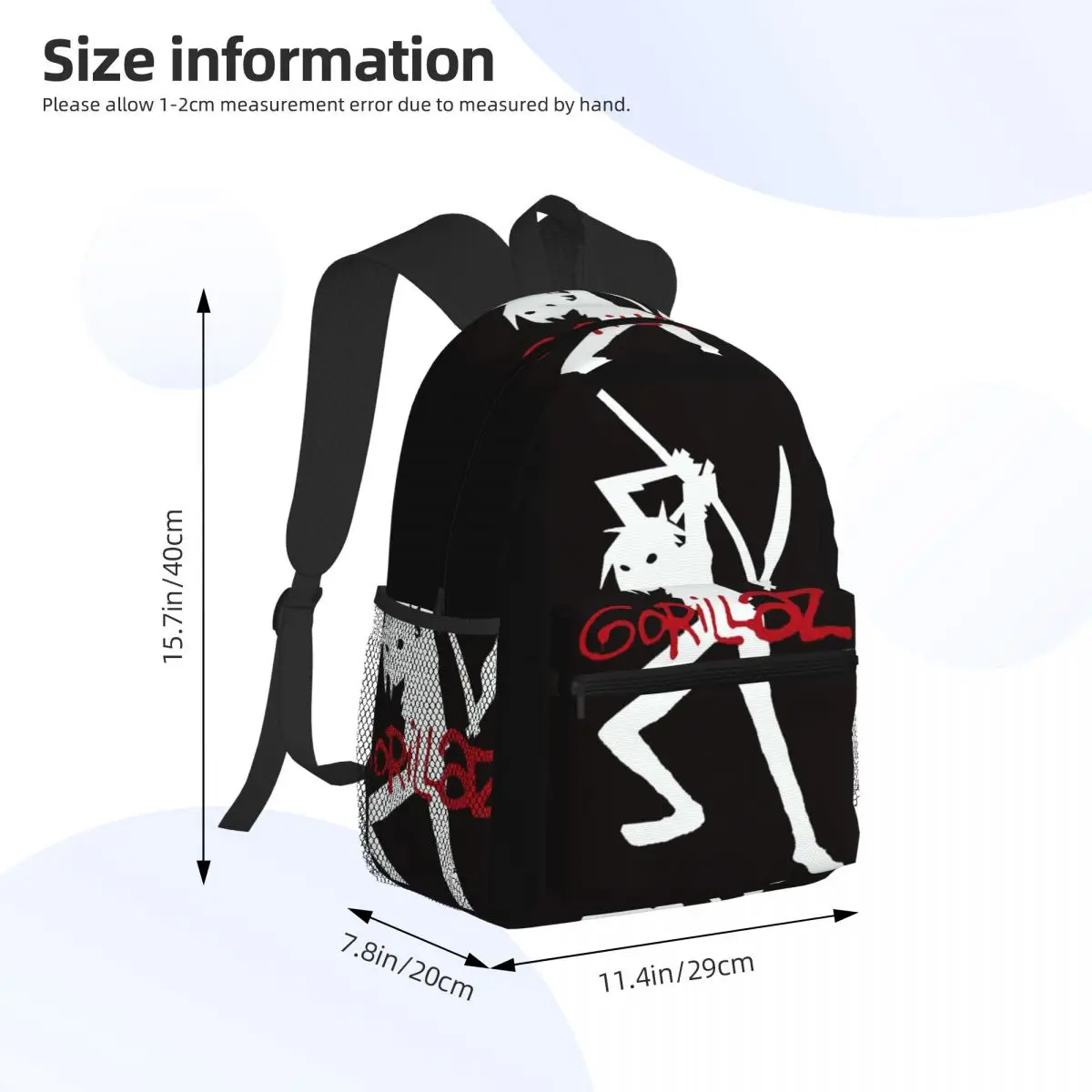 Banda gorillaz estudante mochila saco de escola caminhadas viagem daypack para meninos meninas moda bookbag sacos ombro