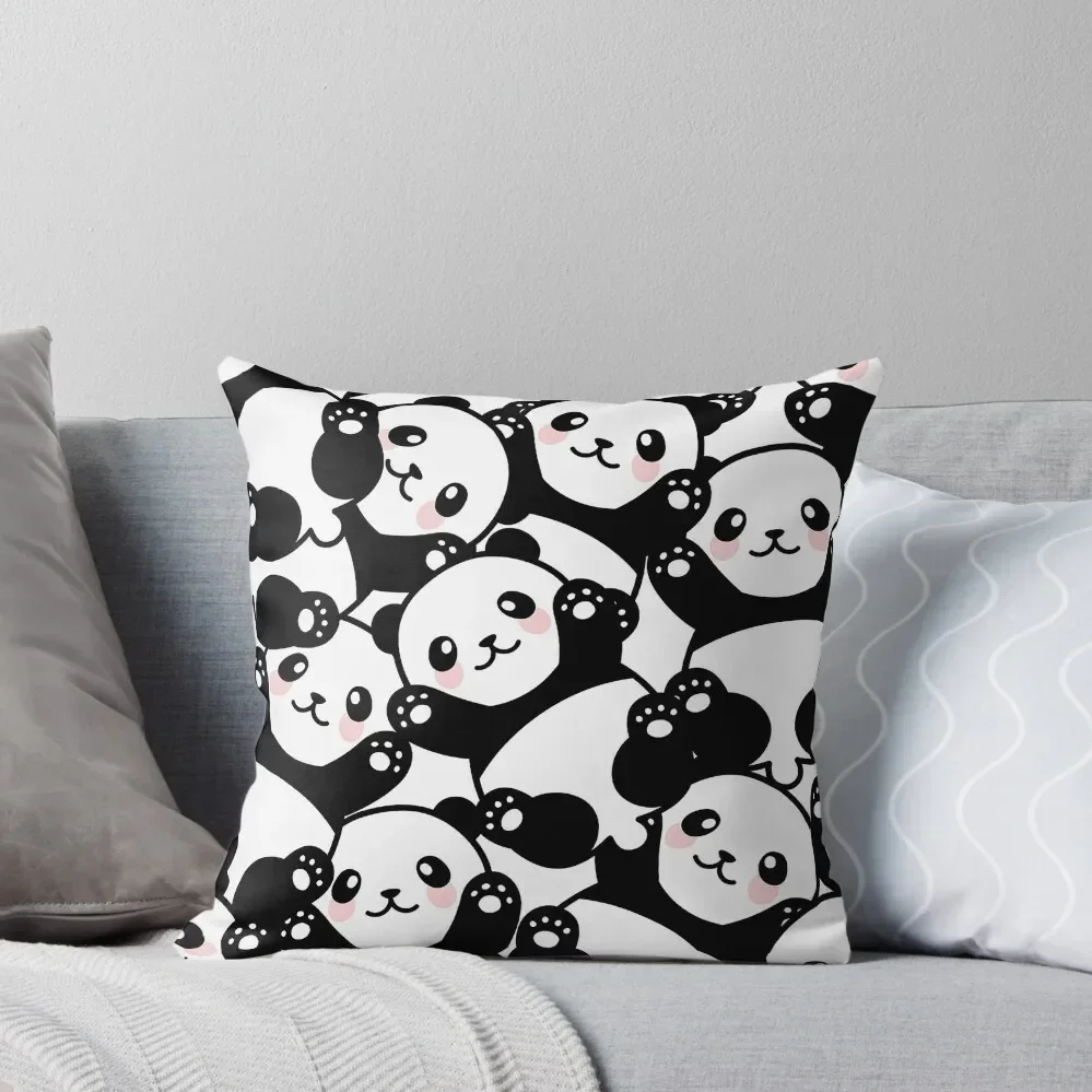

Cute Cartoon Panda Pile Throw Pillow Rectangular Cushion Cover Plaid Sofa Decorative Cushions Pillow