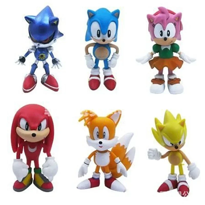Set Mini Leuke 6 stks Sonic PVC Karakter Speelgoed Egel Schaduw Staart Figuur Model Poppen Kinderen Dier Speelgoed Verjaardagscadeau 6-7 cm
