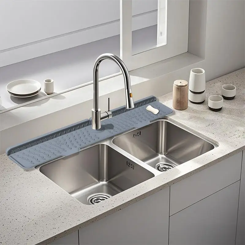 Kitchen Sink Splash Guard Faucet Mat Splash Catcher Handle Drip Catcher Tray Multipurpose For Kitchen Dish Drying Mats view 5
