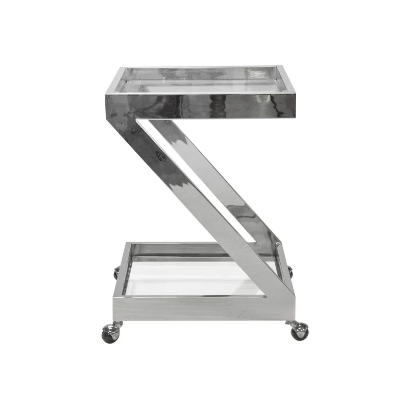 

Modern light luxury Z-type stainless steel double-layer dining car/hotel/villa/model room wrought iron dining car